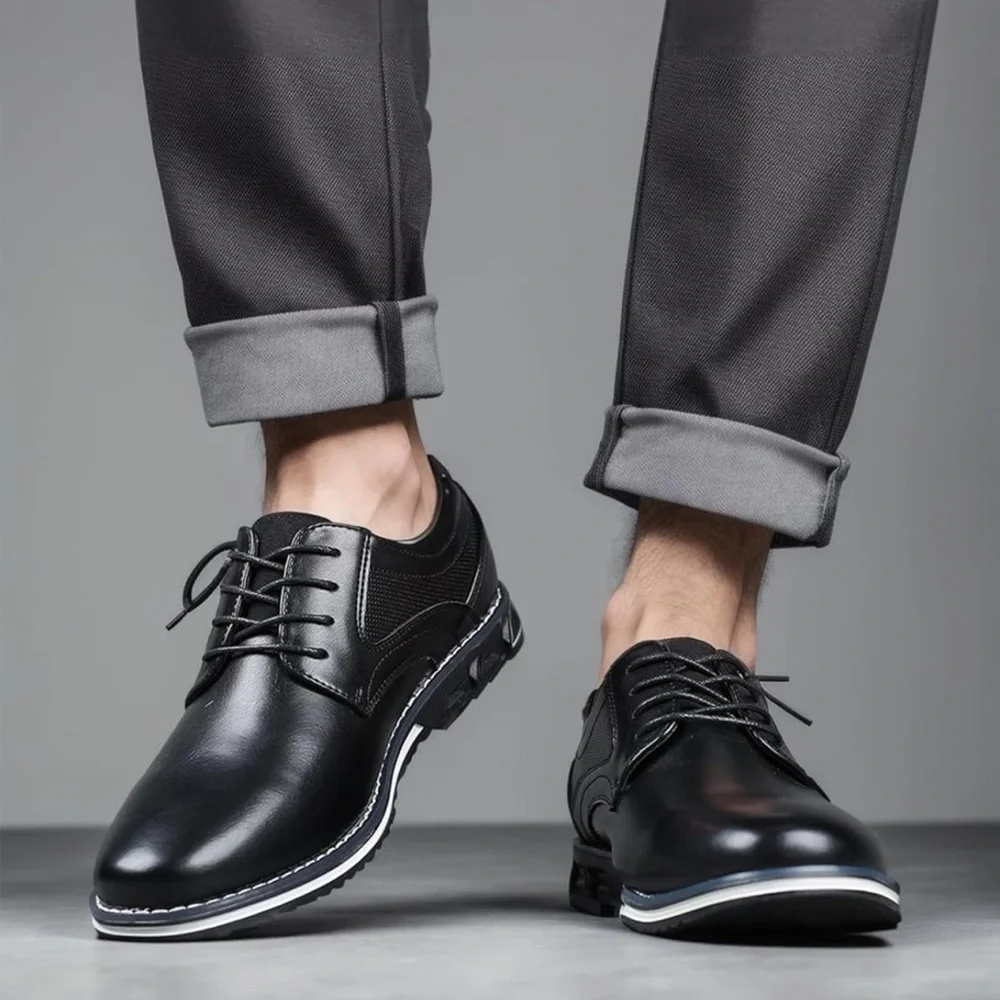 Recyphi‎ Mens Dress Shoes Business Oxford Derby Orthopedic Leather Black 12.5
